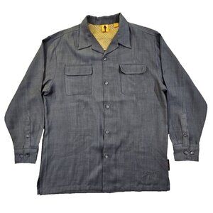 Steve Harvey Shirt Men's Large Gray Button Up Rayon Flip Cuff 2 Pockets‎ EUC